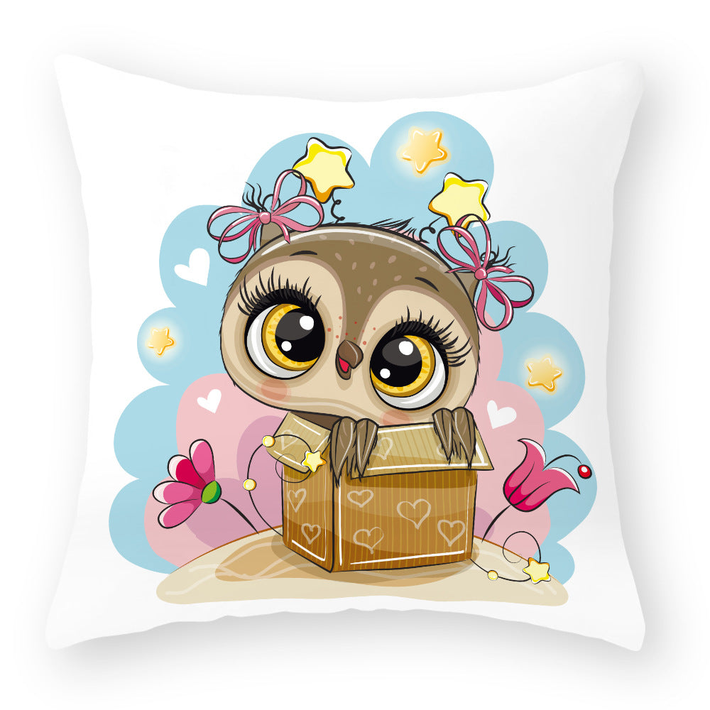 Cute Owl Peach Skin Pillow Case