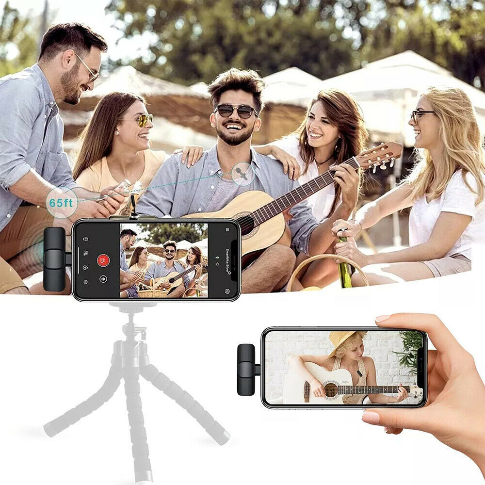 Lavalier Mini Microphone Wireless Audio Video Recording With Phone Charging Wireless