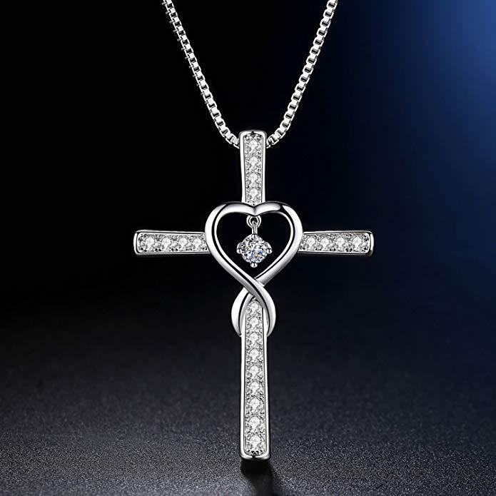 Fashion Cross Religious Belief Inlaid Zircon Pendant