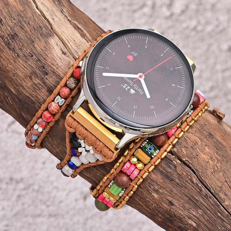 Shoushan Stone Bead Watch With Bracelet