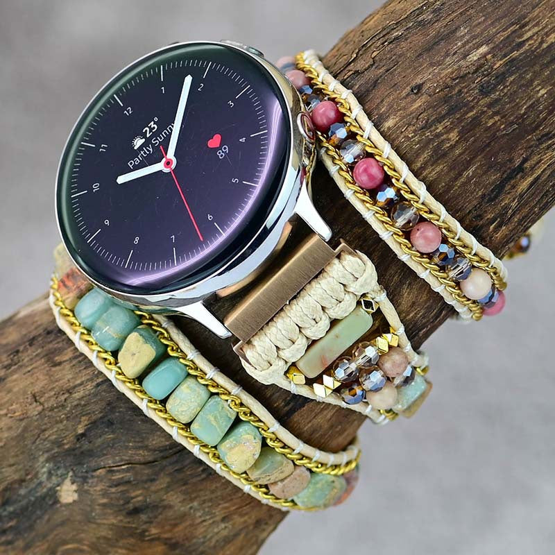 Shoushan Stone Bead Watch With Bracelet