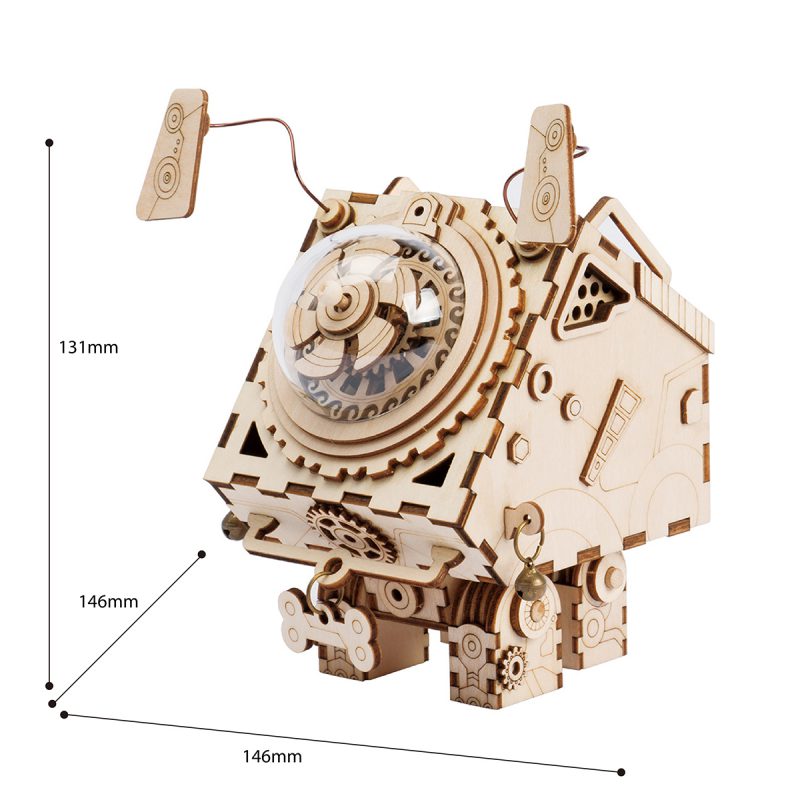 Robotime ROKR Robot Steampunk Music Box 3D Wooden Puzzle Assembled Model Building Kit Toys For Children Birthday Gift