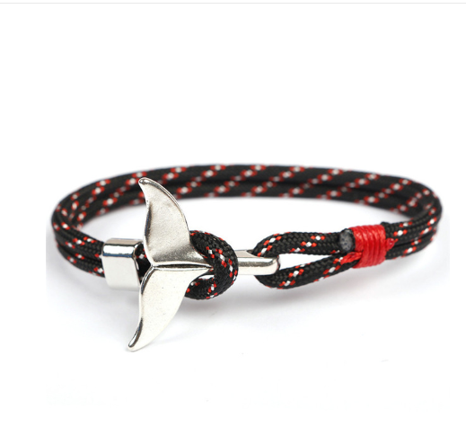 Anchor whale tail umbrella rope handmade couple bracelet