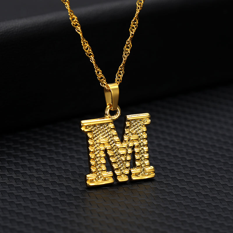 26 letters gold-plated pendant necklace