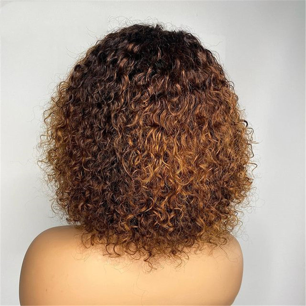 Ladies Black African Small Curly Short Hair With Long Hair