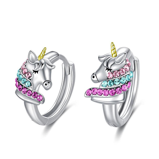 Sterling Silver Unicorn Hoop Earrings Unicorn Jewelry Birthday Gifts for Women Her Daughter