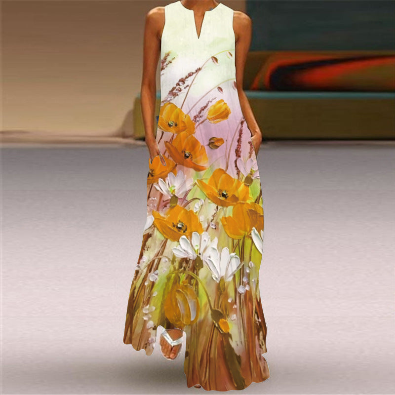 Women's Sleeveless Printed Dress Summer Fashion Clothes