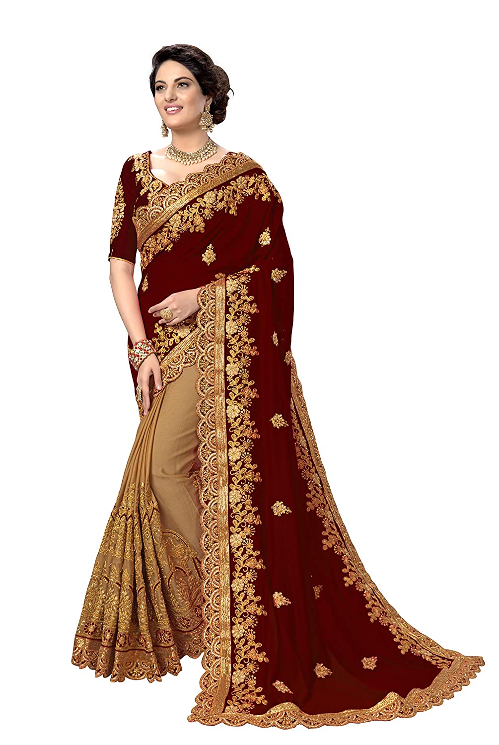 Women's Silk Embroidery SAREE Indian Traditional Saree Wedding Dress