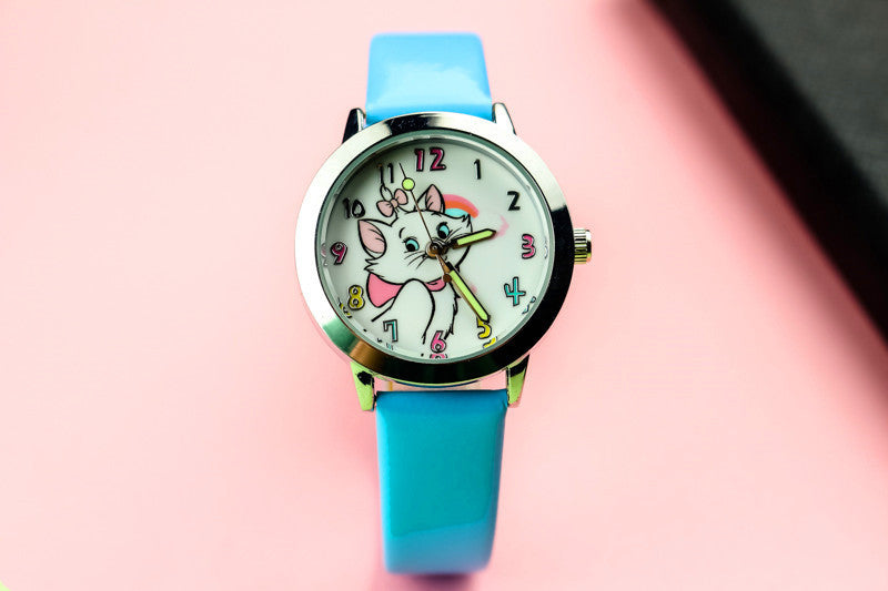 Cute cat luminous pointer strap watch