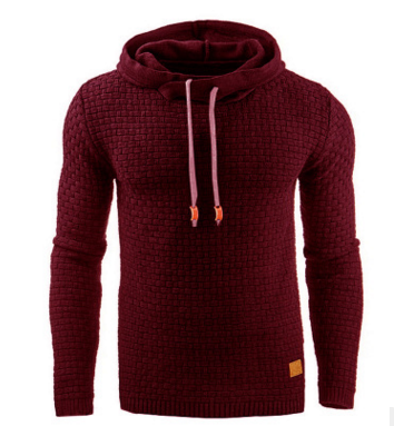 European and American Men's Jacquard Sweater Long-sleeved Hoodie Warm Color Hooded Sweatshirt Jacket