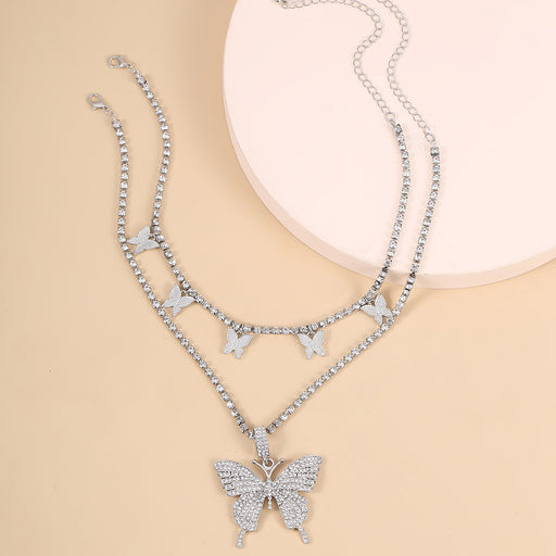 Multi-layered necklace butterfly necklace