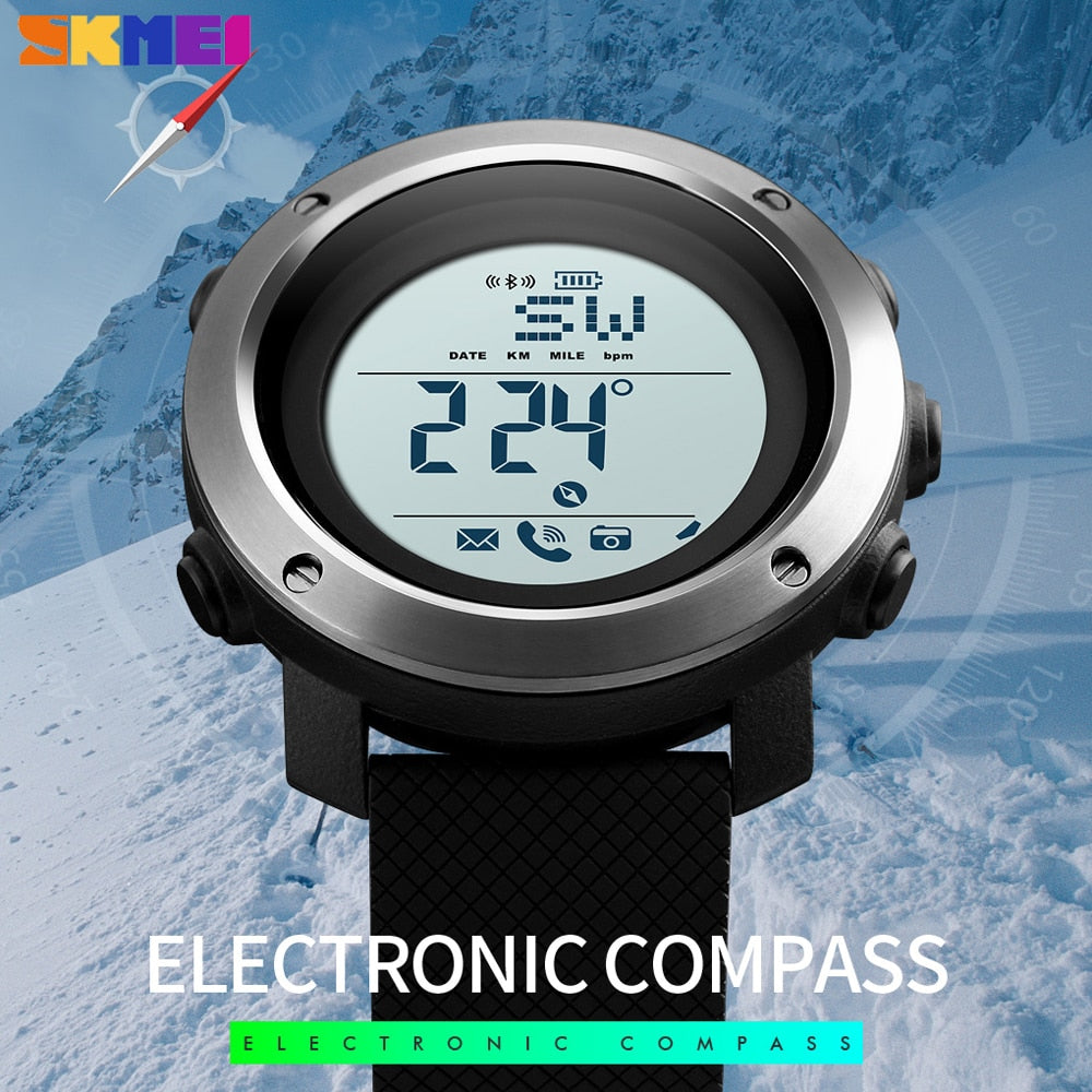 SKMEI 1512 & 1511 New Outdoor Sport Smart Men Watch Compass Heart Rate Male Digital Clock Bluetooth Fitness Waterproof Wristwatch inteligent