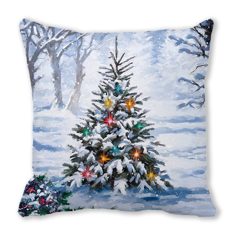 Santa Claus Snowman Pillow Cover Printed Seat Cover