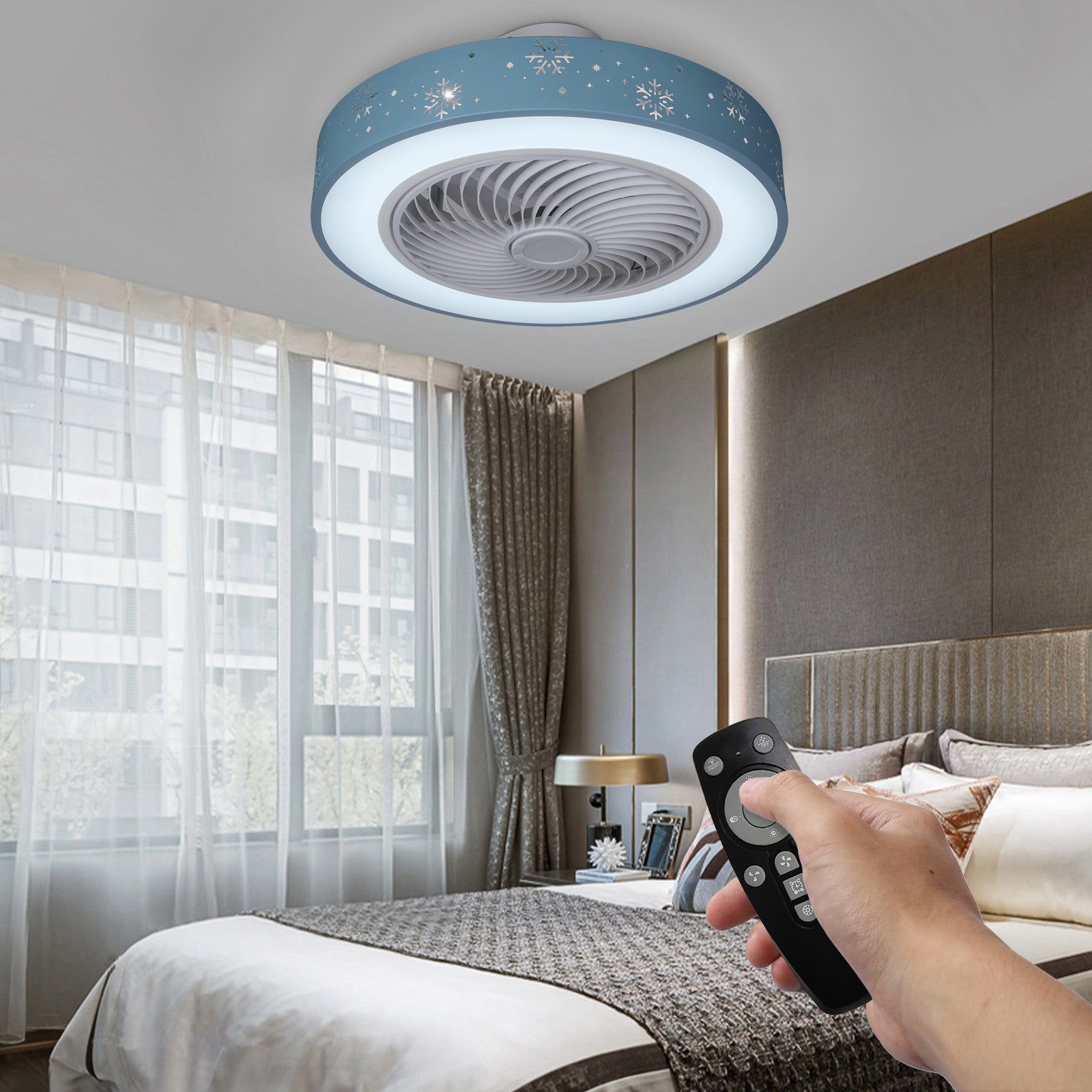 Ceiling Fan Light Remote Control LED Lamp Dimmable Bedroom Office Modern 20inch