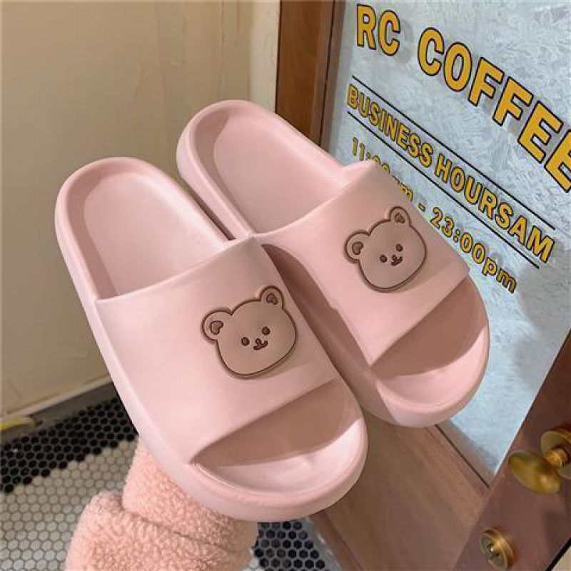 W Bear Slippers Female Home Non-slip Bathing Indoor And Outdoor Wear Soft Bottom Comfortable Sandals Male