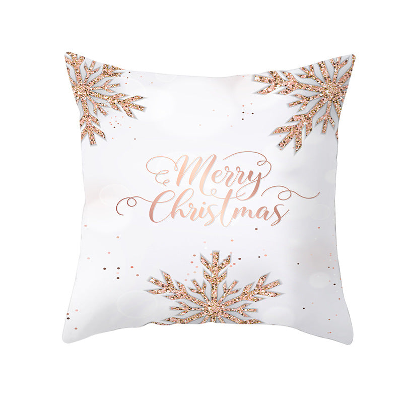 Fashion Peach Skin Velvet Snowflake Cushion Cover