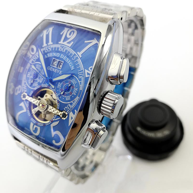 Barrel-shaped Large Date Tourbillon Automatic Mechanical Men's Watch