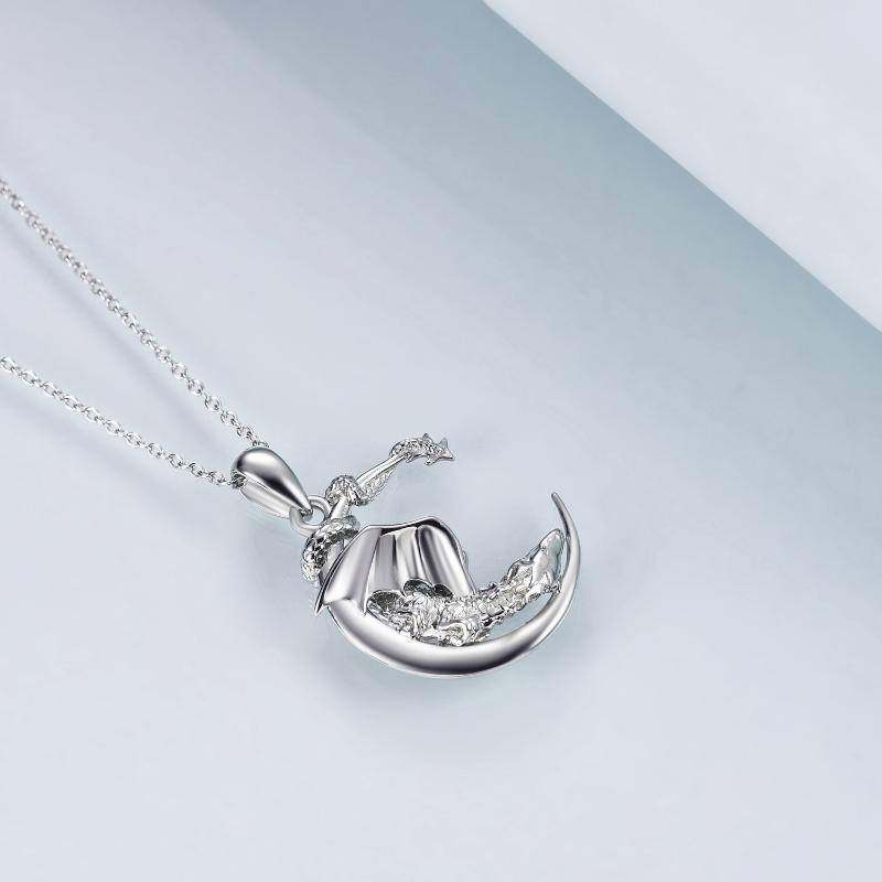 Moon necklace sterling silver dragon pendant jewelry