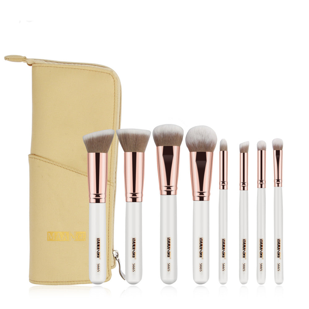 8PCS Professional Foundation Eye Shadow Eyebrow Blush Makeup Brushes Set+Bag