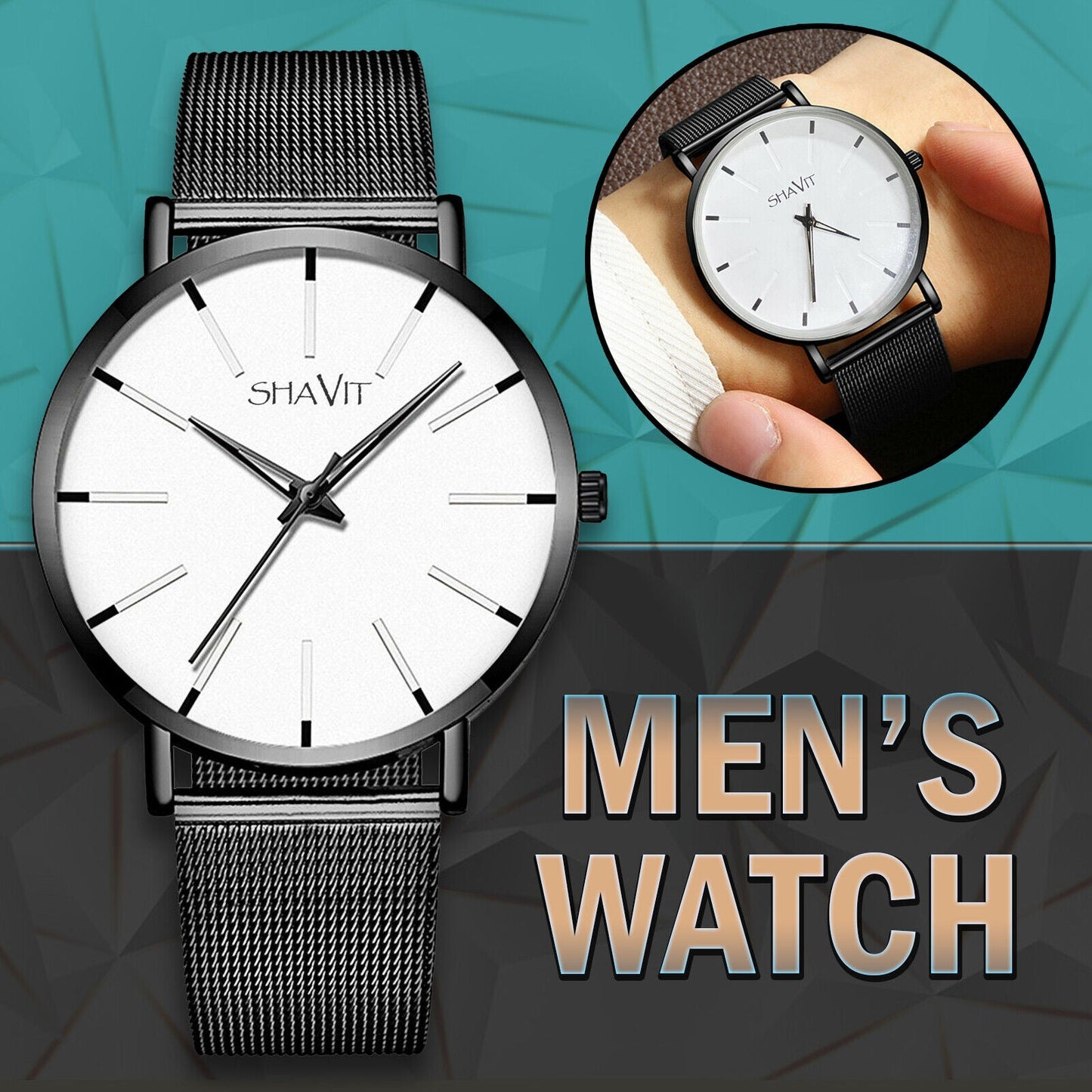 Luxury Men's Quartz Watch Stainless Steel Analog Ultra Thin Waterproof Business