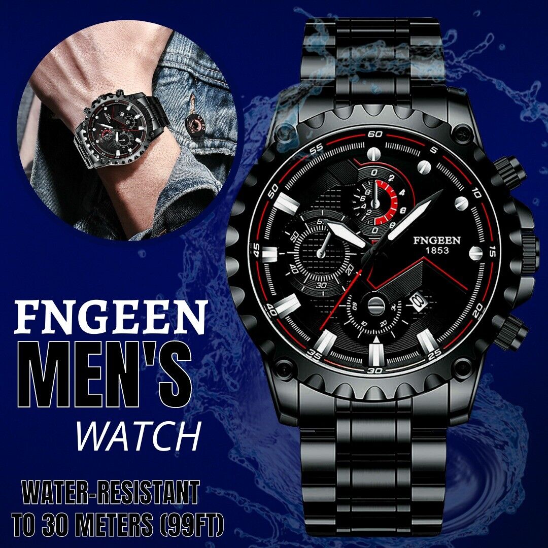 Men's Stainless Steel Quartz Waterproof Wristwatch