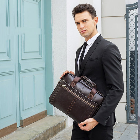 Men's Business Cowhide Laptop Bag