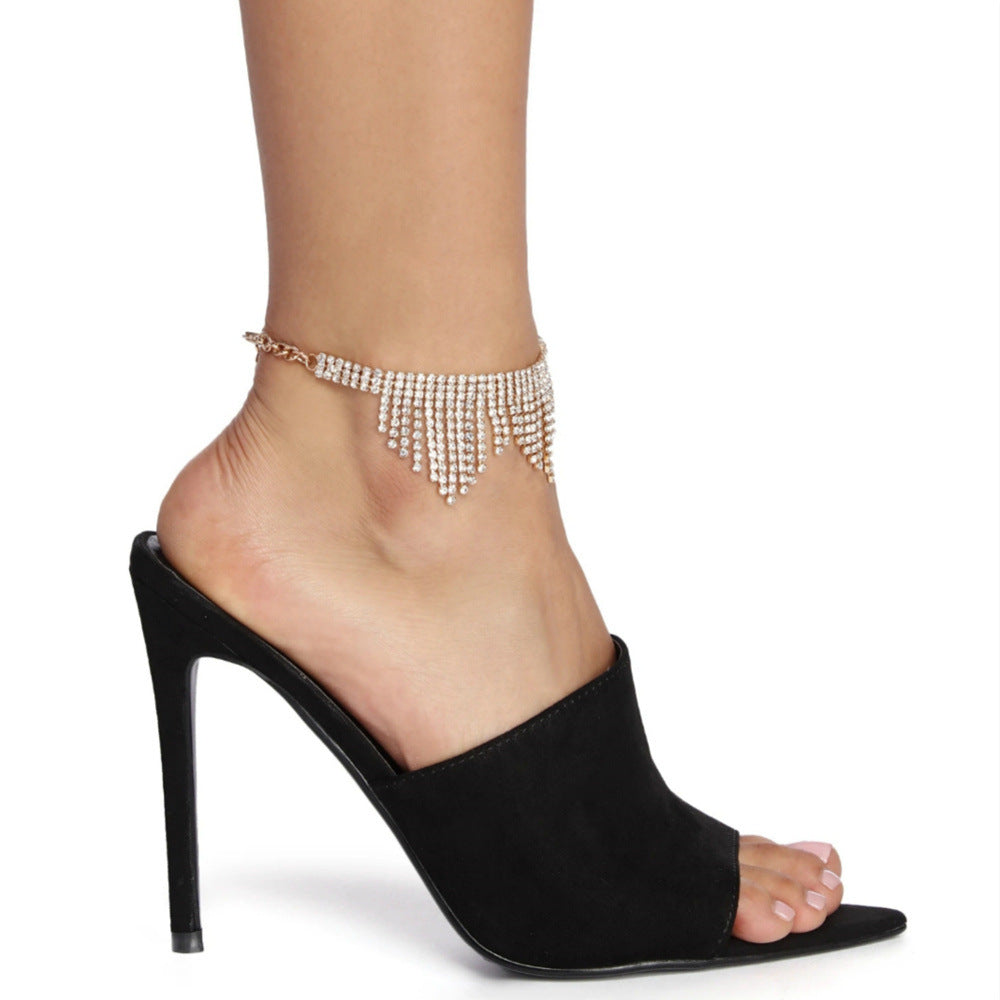 Tassel full diamond foot chain