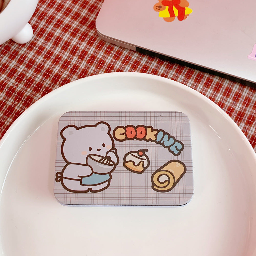 Korean Net Red With The Same Cute Bear Storage Box Girl Hand Account Sticker Box Storage Box Tin Box New Storage