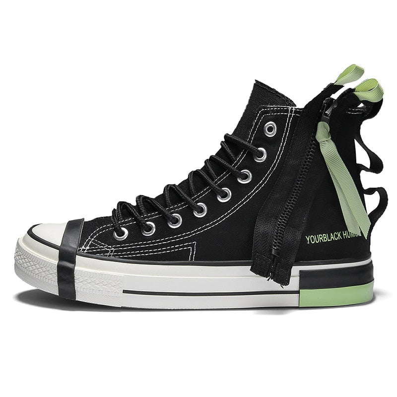 Men High Top Zipper Canvas Shoes