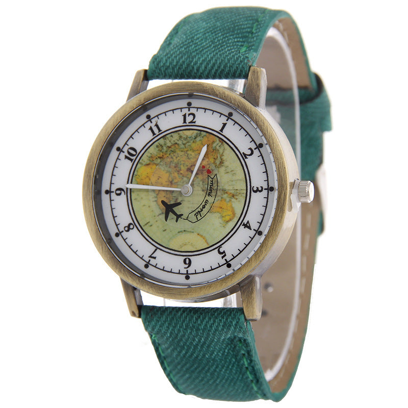 Airplane second hand canvas strap watch