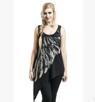 Women Tank Top Summer Feather Print Vest Shirts