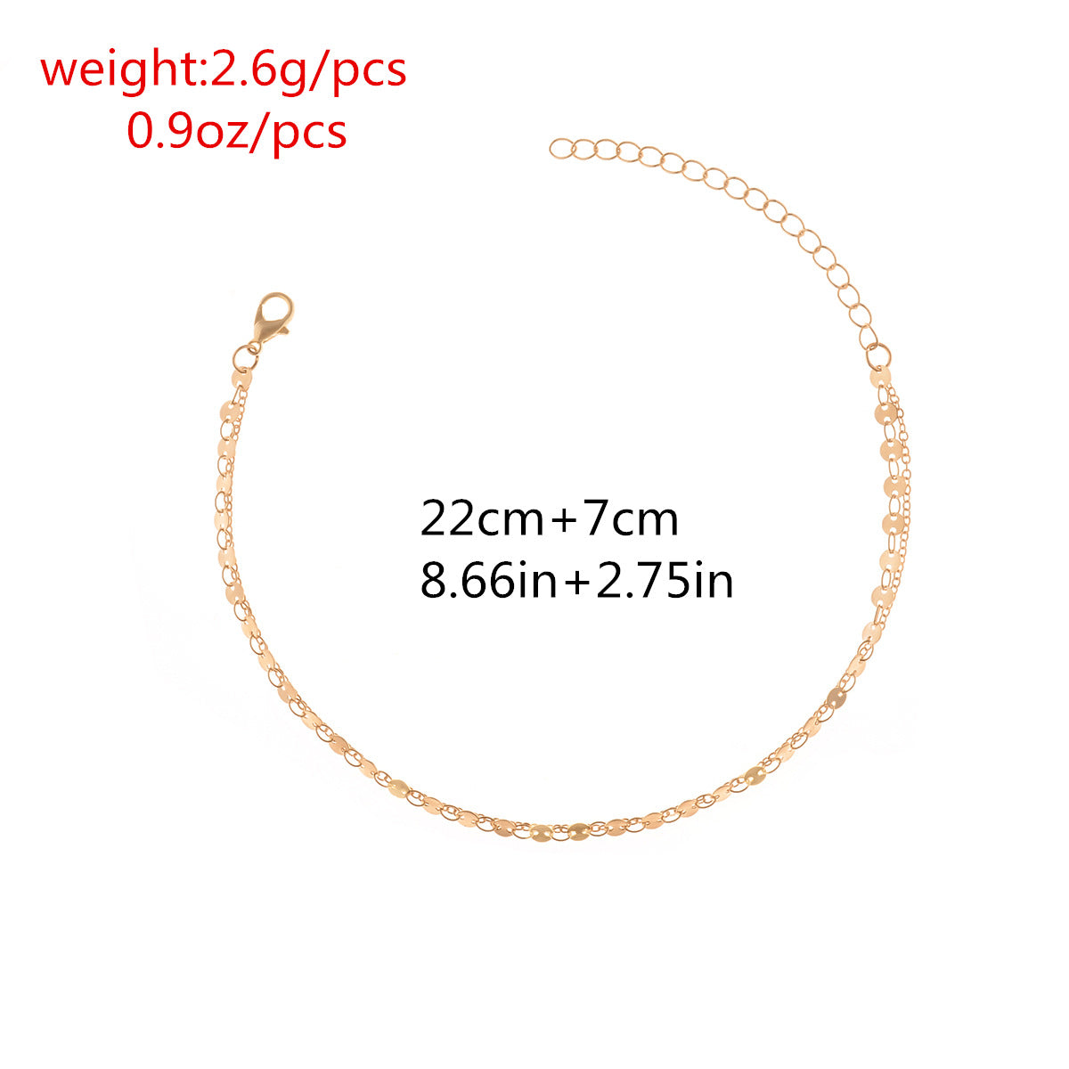 Geometric Copper Sequin Chain Multi-layer Bare Foot Chain