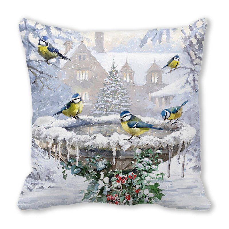 Santa Claus Snowman Pillow Cover Printed Seat Cover