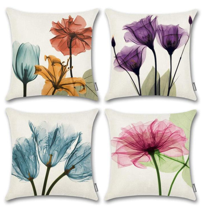 New Modern And Simple Ink Painting Flower Linen Hug Pillowcase Tulip Pillow Cushion Cover Fashionable Home Pillow