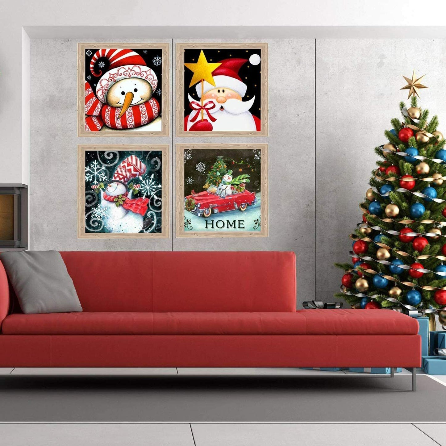 4 Packs Christmas 5D Diamond Painting Kits Full Drill Embroidery Decor Xmas Gift