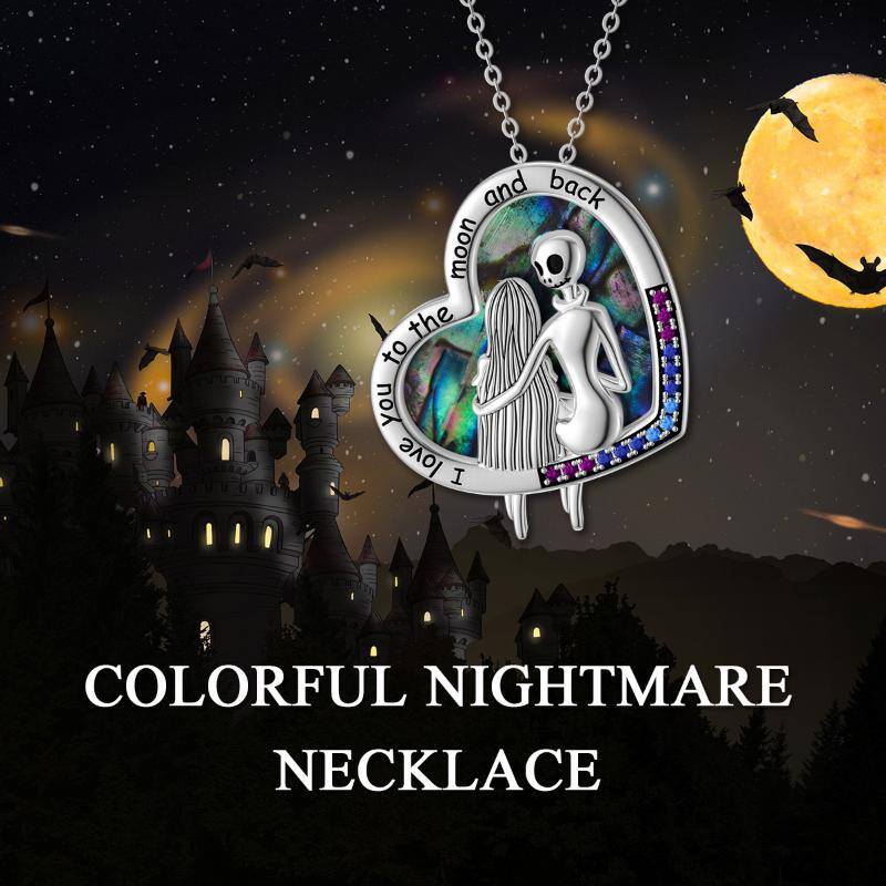 Nightmare Before Christmas Necklace Gifts Sterling Silver Jack Skellington Infinity Heart Pendant Necklace Skull Jewelry