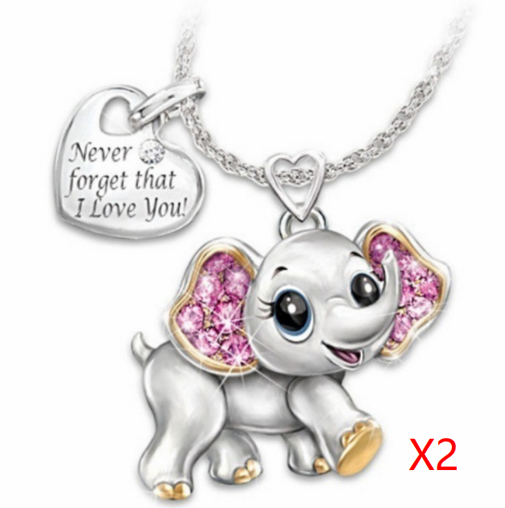 Blue Cute Elephant Women Necklace