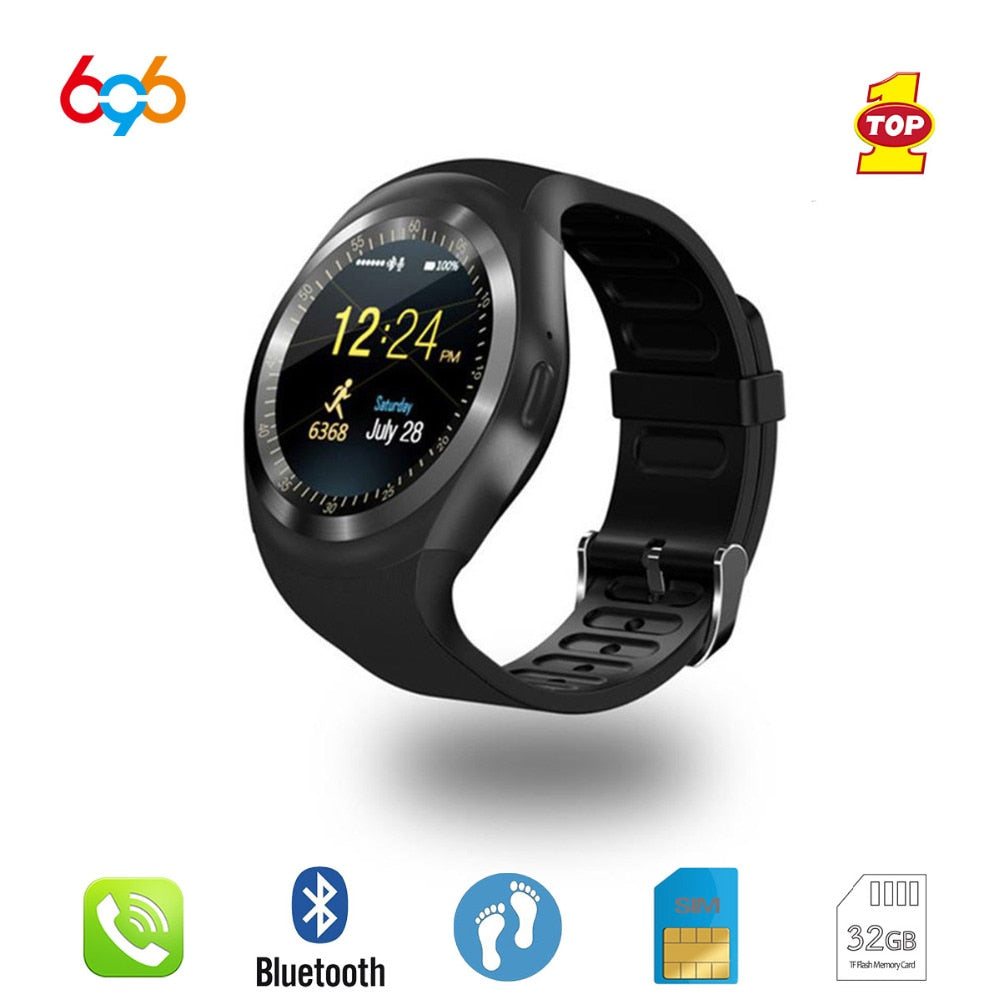 Bluetooth Y1 Smart Watch Relogio Android SmartWatch Phone Call GSM Sim Remote Camera Information Display Sports Pedometer