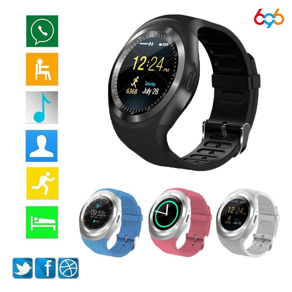 Bluetooth Y1 Smart Watch Relogio Android SmartWatch Phone Call GSM Sim Remote Camera Information Display Sports Pedometer