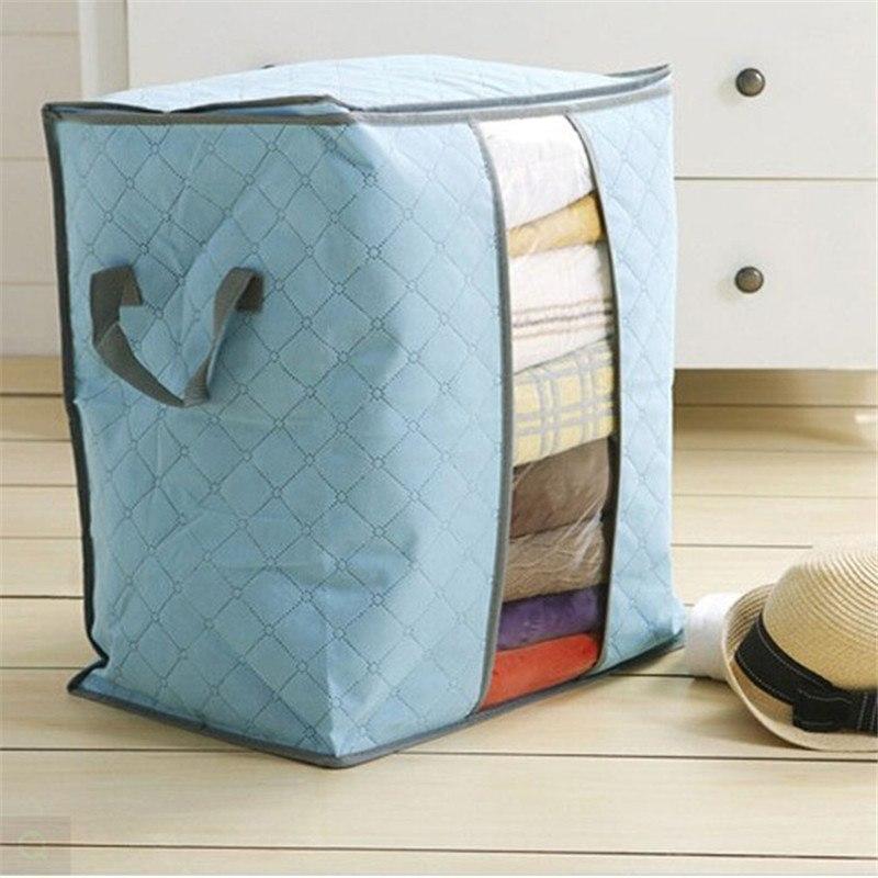 Storage Bag Box Portable Organizer Non Woven Underbed Pouch Storage Box Bamboo Clothing Storage Bag