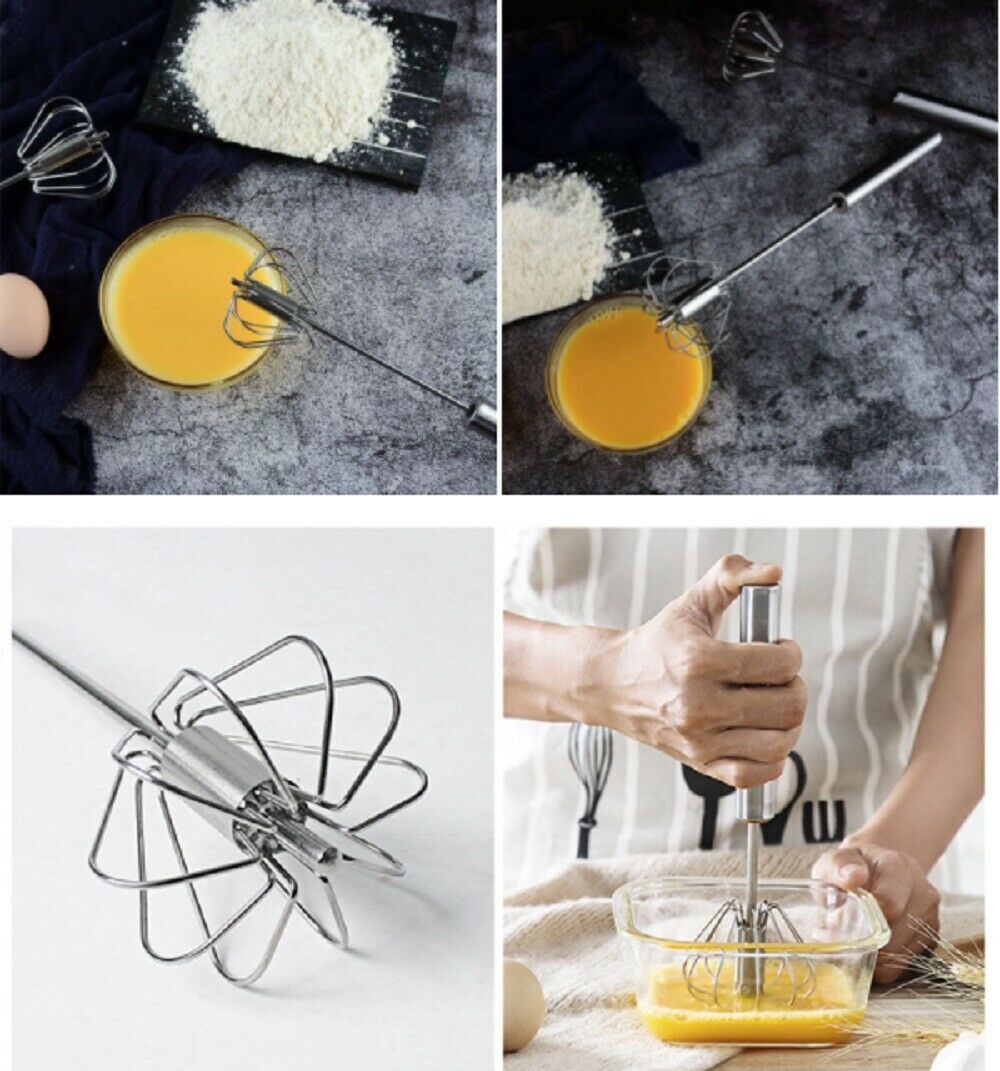 Semi-Automatic Egg Whisk Hand Push Egg Beater Stainless Steel Blender Mixer Whis