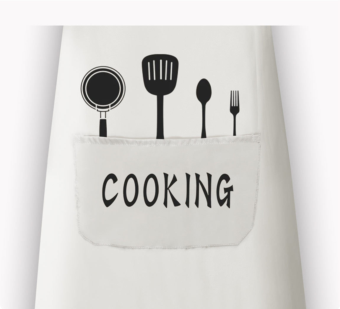 2 Pcs BBQ Cooking Drawing Crafting Aprons With Pockets - Brown And White