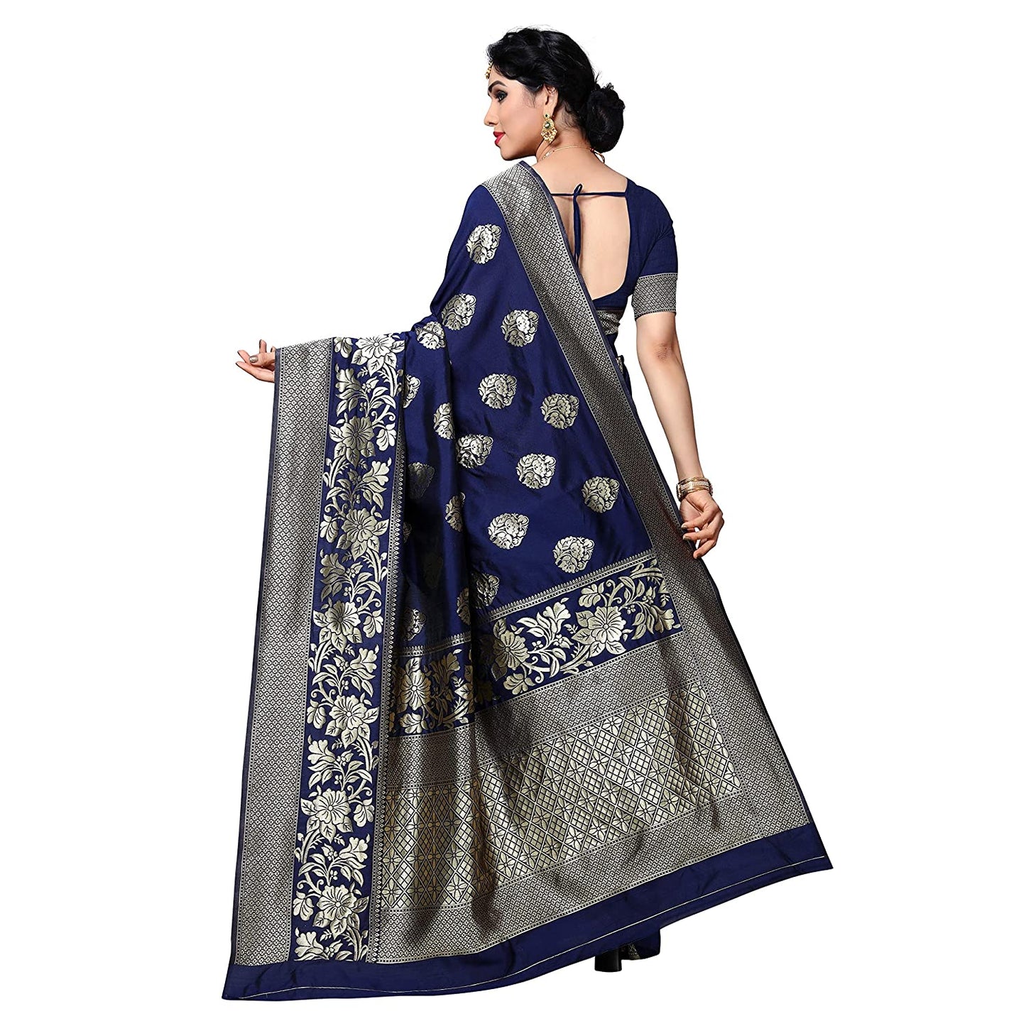 Women's Kanjivaram Saree With Blouse Piece Indian Sari Traditional Saree Wedding Dress Handmade Famous Actress Style Party Wear Free Size Ethenic Wear Clothes