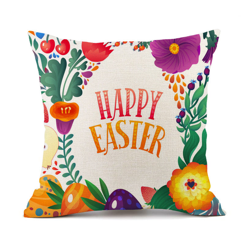 Easter Bunny Egg Cotton And Linen Cushion Case