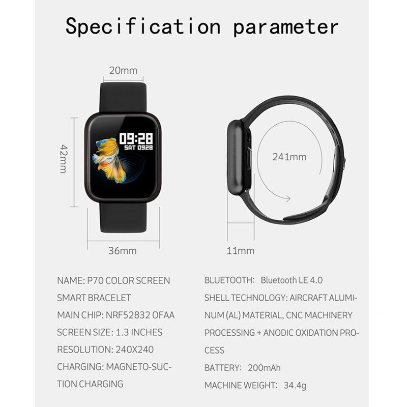 P70 smart wristband +earphone+belt /set smart band women with heart rate blood pressure waterproof watch for ios android