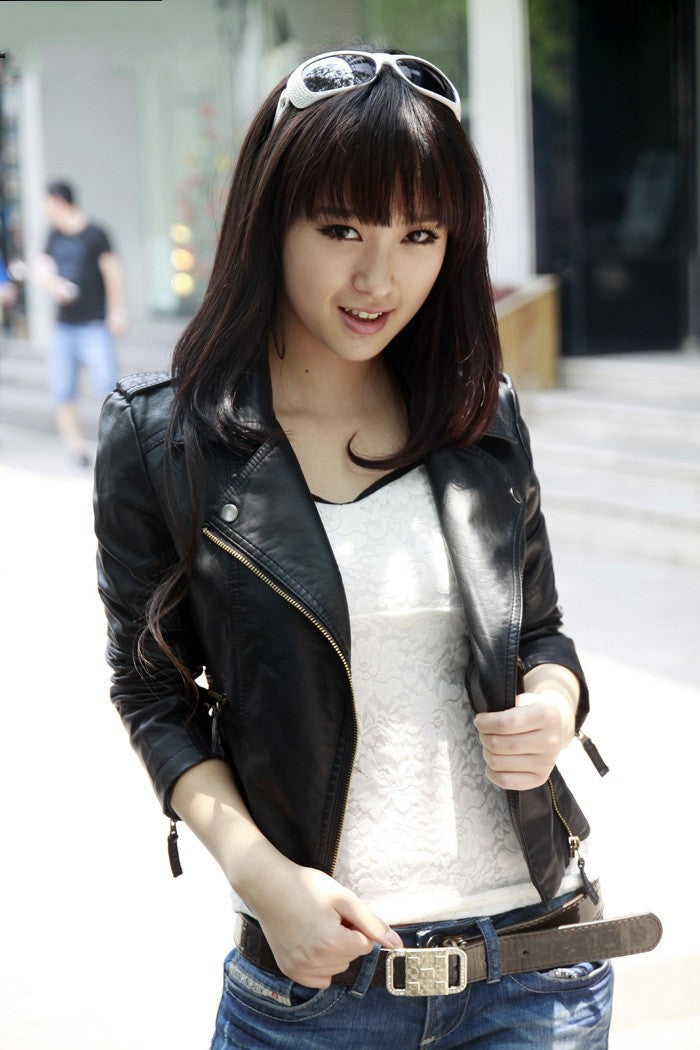 Faux leather jacket for women