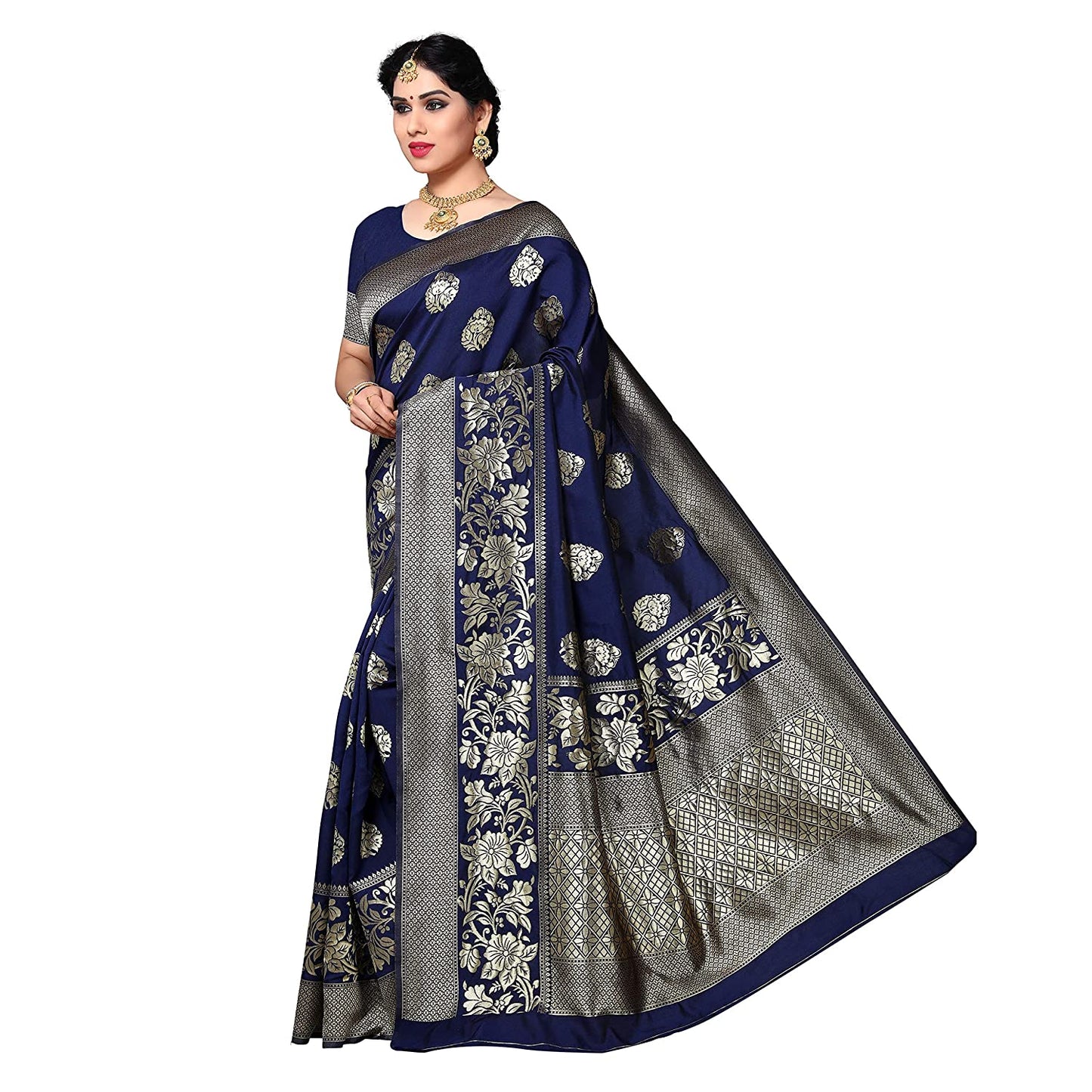 Women's Kanjivaram Saree With Blouse Piece Indian Sari Traditional Saree Wedding Dress Handmade Famous Actress Style Party Wear Free Size Ethenic Wear Clothes