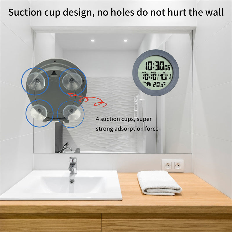 Suction cup bathroom wall mounted clock Waterproof bathroom clock Toilet kitchen wall clock