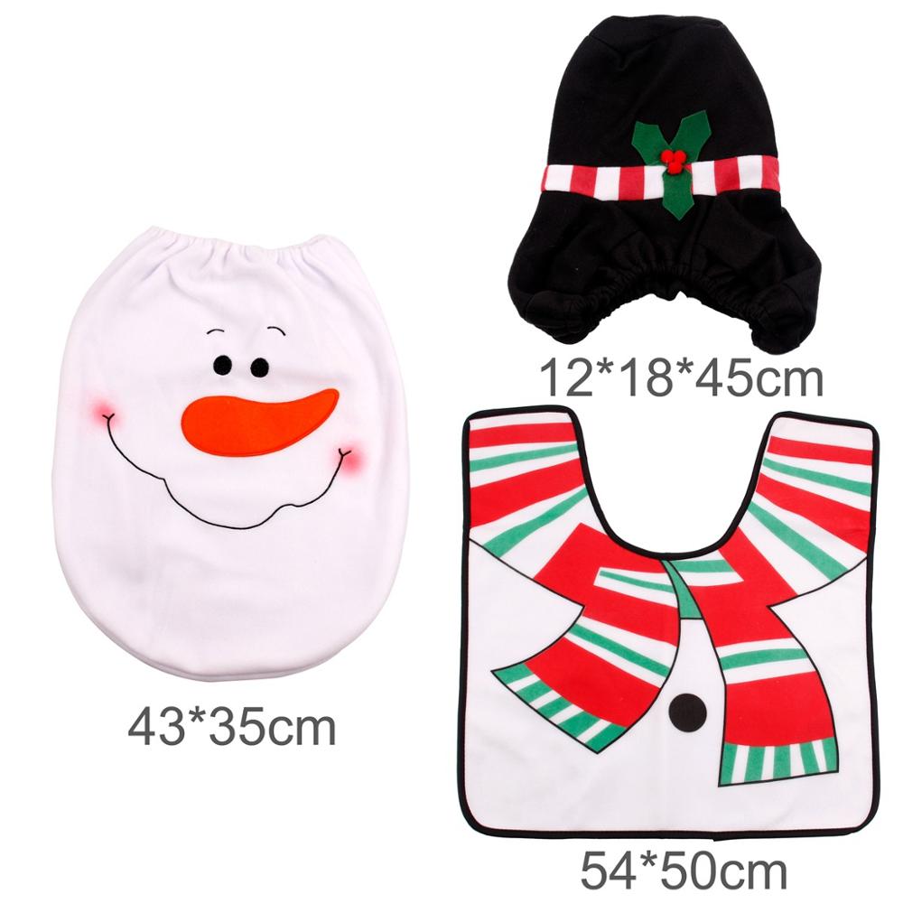 Merry Christmas Bathroom Curtain Santa Claus Toilet Seat Christmas Decorations