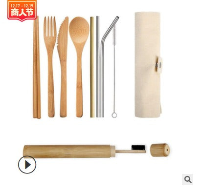 Portable Bamboo Tableware 6-Piece Set